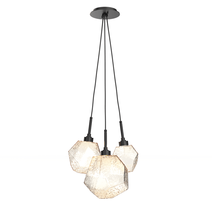 Hammerton Studio 5 Gem Cluster Pendant - QUICK SHIP Pendants Hammerton Studio Matte Black Amber Blown Glass LED – 3000K