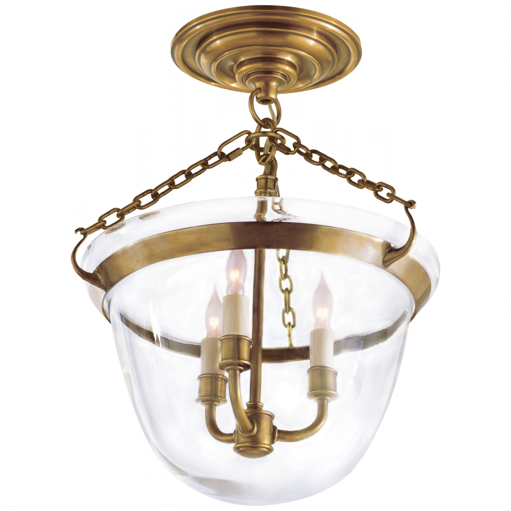 Visual Comfort & Co. Country Semi-Flush Bell Jar Lantern Ceiling Lights Visual Comfort & Co.   