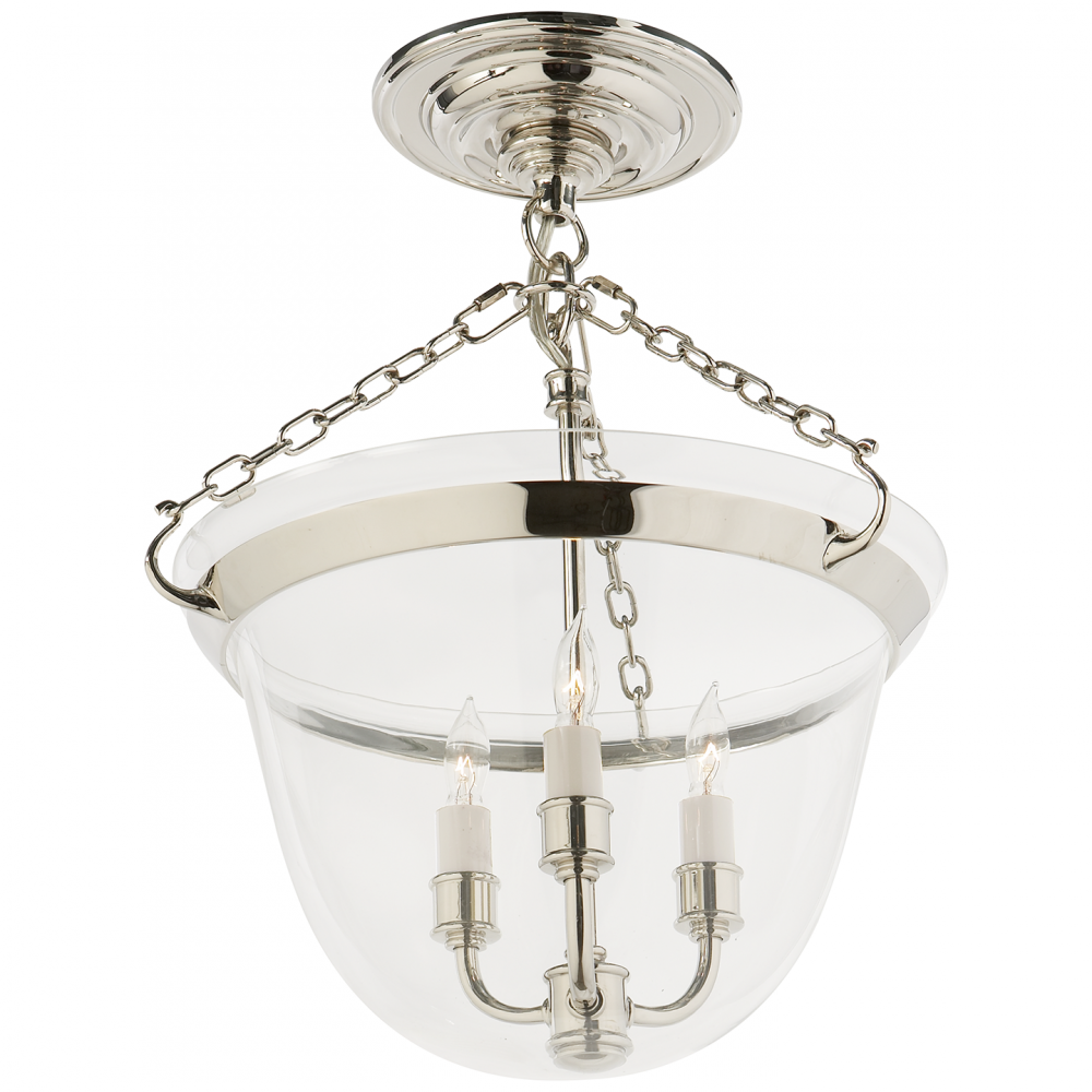 Visual Comfort & Co. Country Semi-Flush Bell Jar Lantern Ceiling Lights Visual Comfort & Co.   