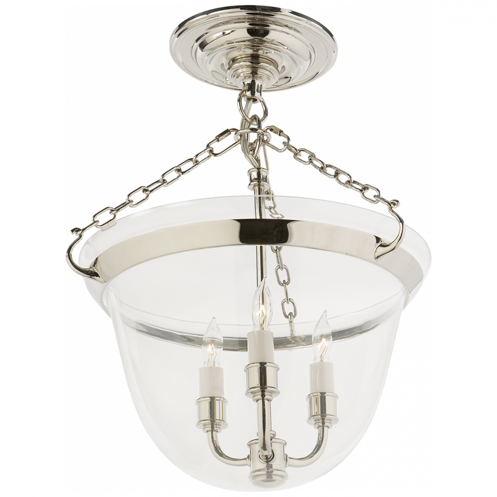 Visual Comfort & Co. Country Semi-Flush Bell Jar Lantern Pendants Visual Comfort & Co.   