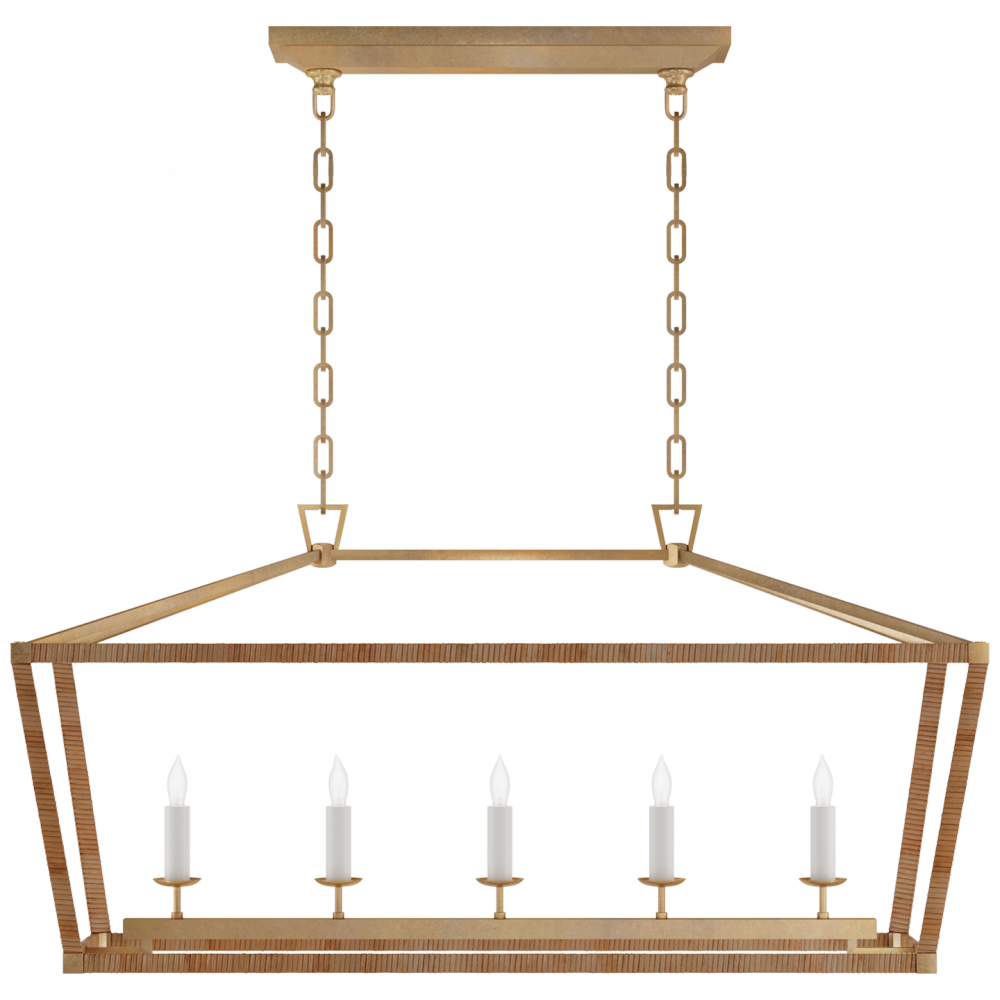 Visual Comfort & Co. Darlana Medium Rattan Wrapped Linear Lantern Pendants Visual Comfort & Co.   