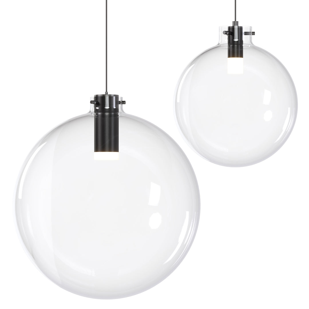 Blackjack Lighting Clear Glass Sphere Pendant Pendants Blackjack Lighting 12" Matte Black 