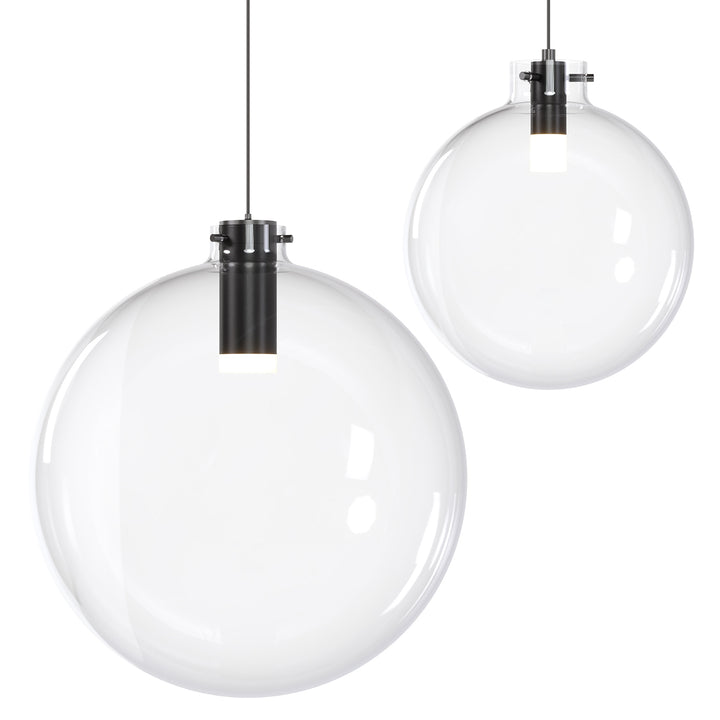 Blackjack Lighting Clear Glass Sphere Pendant Pendants Blackjack Lighting 12" Matte Black 