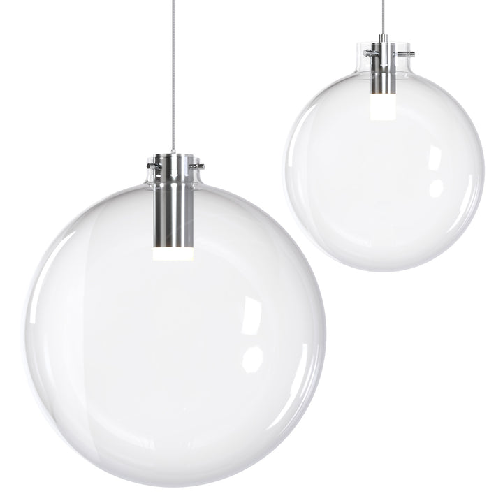 Blackjack Lighting Clear Glass Sphere Pendant Pendants Blackjack Lighting 12" Polished Chrome 