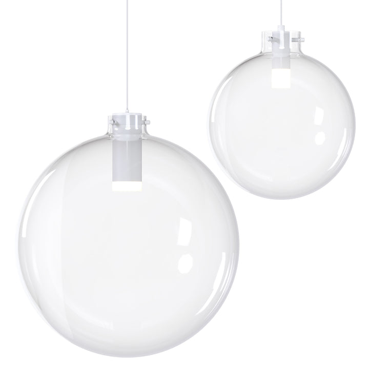 Blackjack Lighting Clear Glass Sphere Pendant Pendants Blackjack Lighting 12" White 