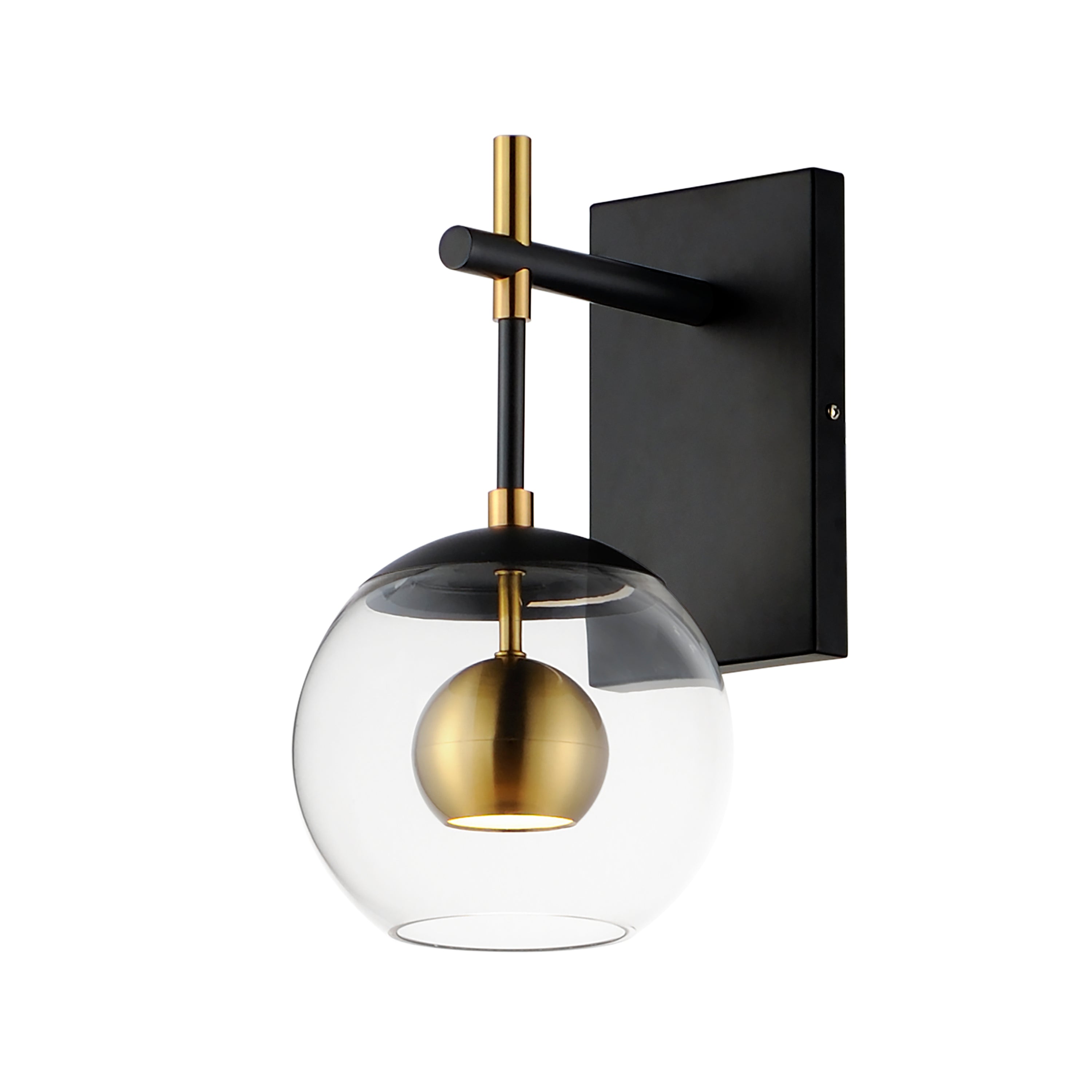 Nucleus-Wall Sconce Wall Light Fixtures ET2 7x7x12.75 Black / Natural Aged Brass 