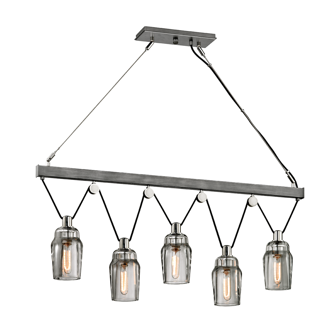 Troy Lighting Citizen Linear Linear Chandeliers Troy Lighting GRAPHITE AND POLISHED NICKEL 44.75x4.75x19 