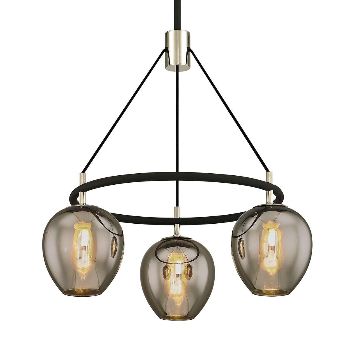 Troy Lighting Iliad Chandelier Chandelier Troy Lighting TEXTURED BLACK & POLISH NICKEL 26x26x25.75 