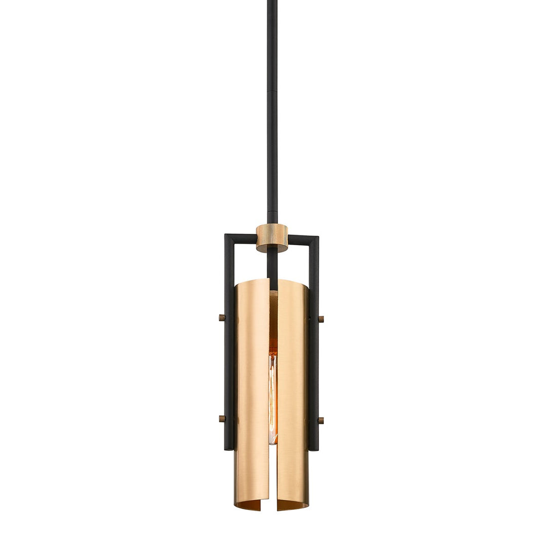 Troy Lighting Emerson Pendant Pendants Troy Lighting SOFT OFF BLACK/BRUSHED BRASS 4.75x4.75x13 