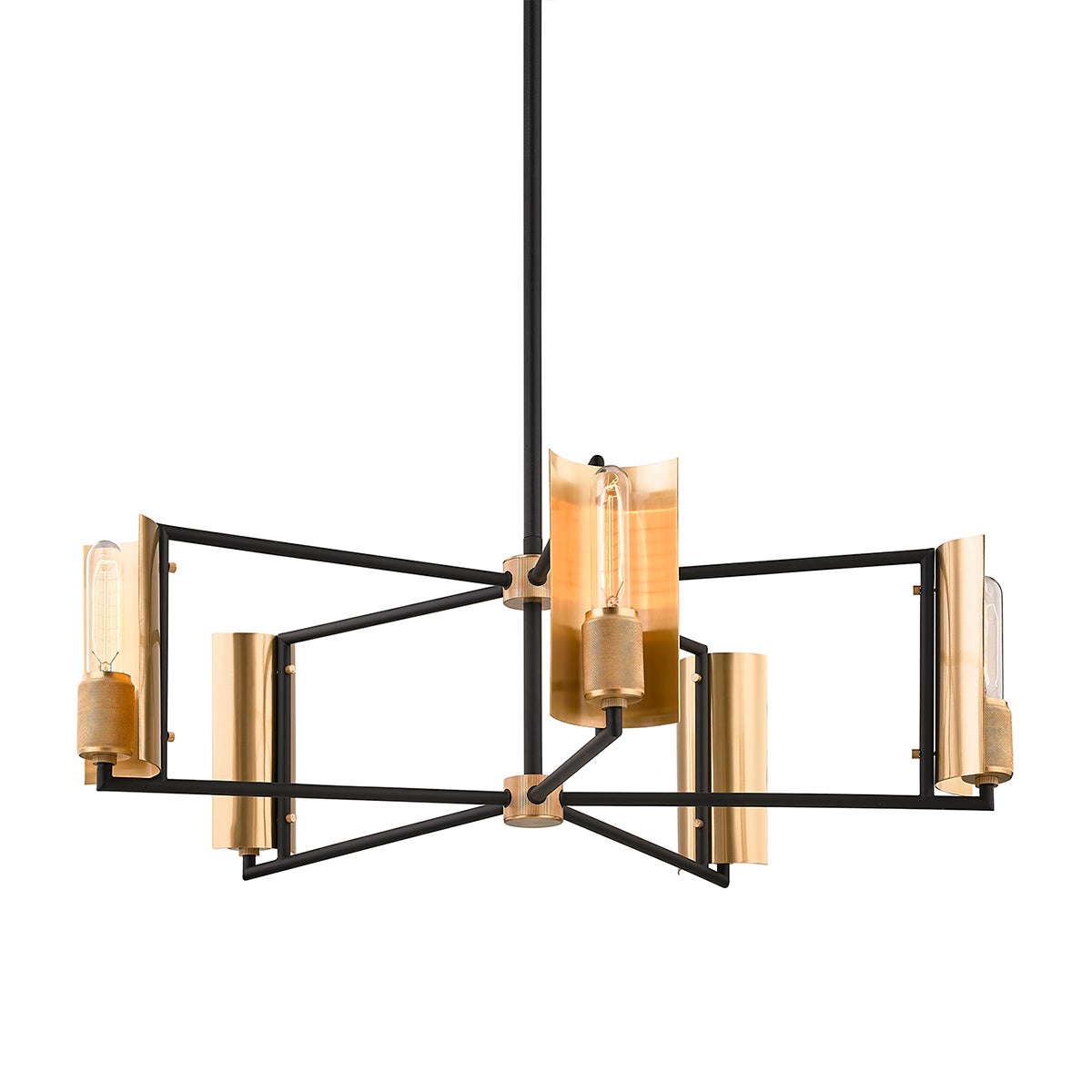 Troy Lighting EMERSON 5LT CHANDELIER Chandelier Troy Lighting SOFT OFF BLACK/BRUSHED BRASS 32x32x9 