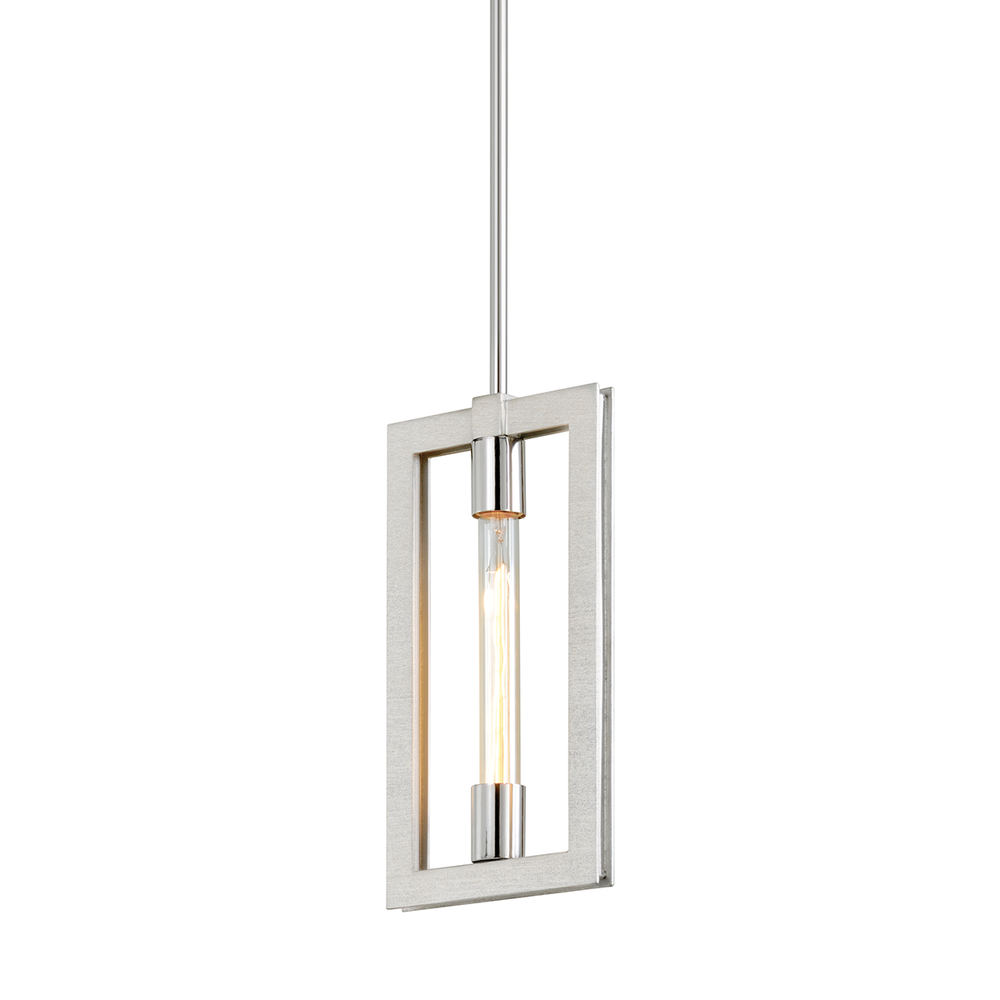 Troy Lighting Enigma Pendant Pendants Troy Lighting SILVER LEAF W STAINLESS ACC 1.5x7.75x14.25 