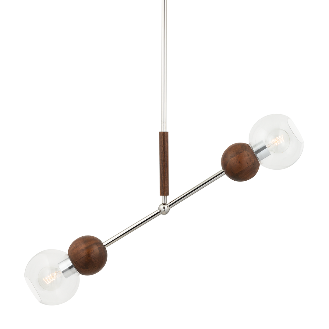 Troy Lighting Arlo Linear Linear Chandeliers Troy Lighting POLISHED SS AND NATURAL ACACIA 35.25x7x23.75 