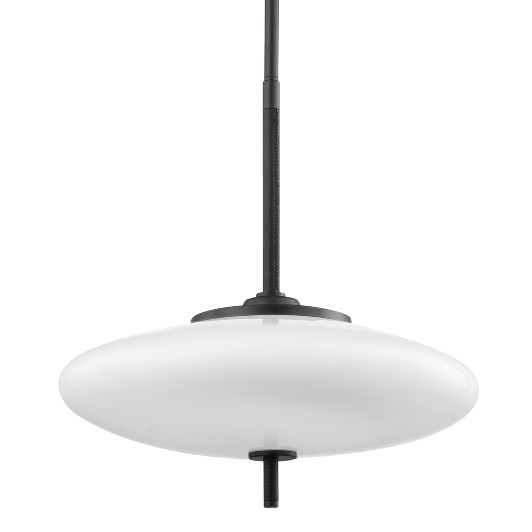 Troy Lighting Fallon Pendant Pendants Troy Lighting SATIN BLACK/BLACK LEATHER 13x13x12.75 