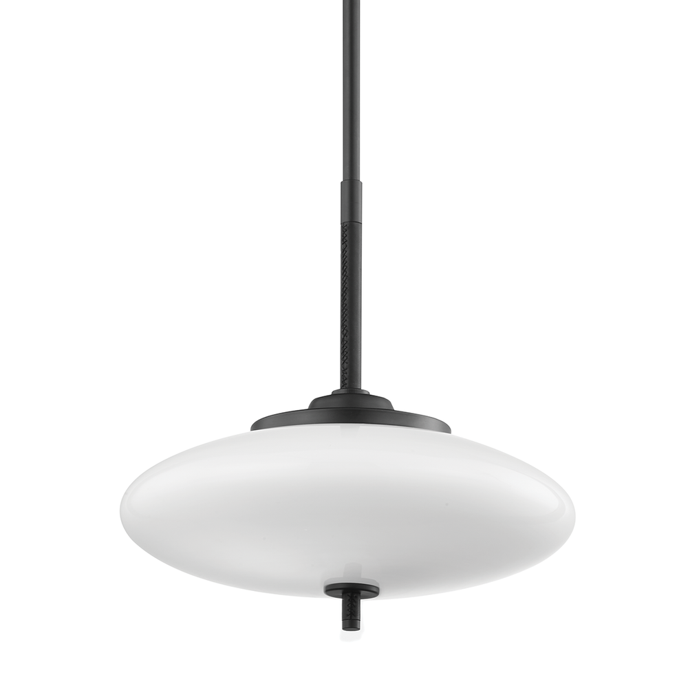 Troy Lighting Fallon Pendant Pendants Troy Lighting SATIN BLACK/BLACK LEATHER 18x18x18 