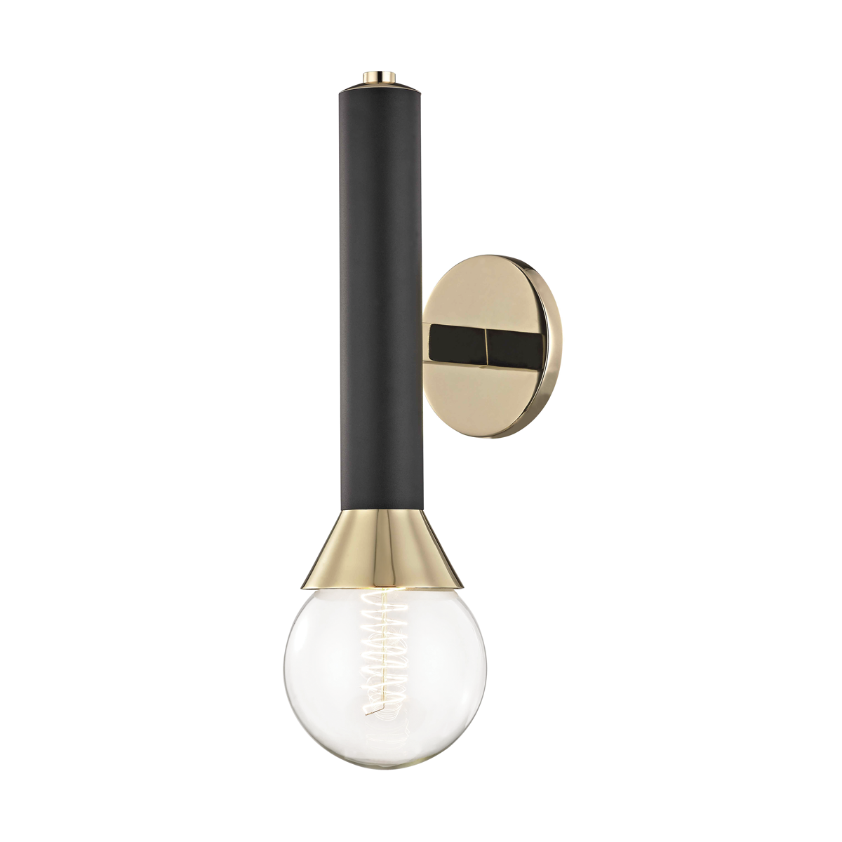 Mitzi Via Wall Sconce Wall Sconce Mitzi Polished Brass/black  