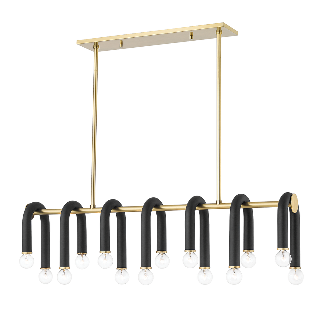 Mitzi Whit Linear Linear Chandeliers Mitzi Aged Brass/black 37.75x6.5x11 