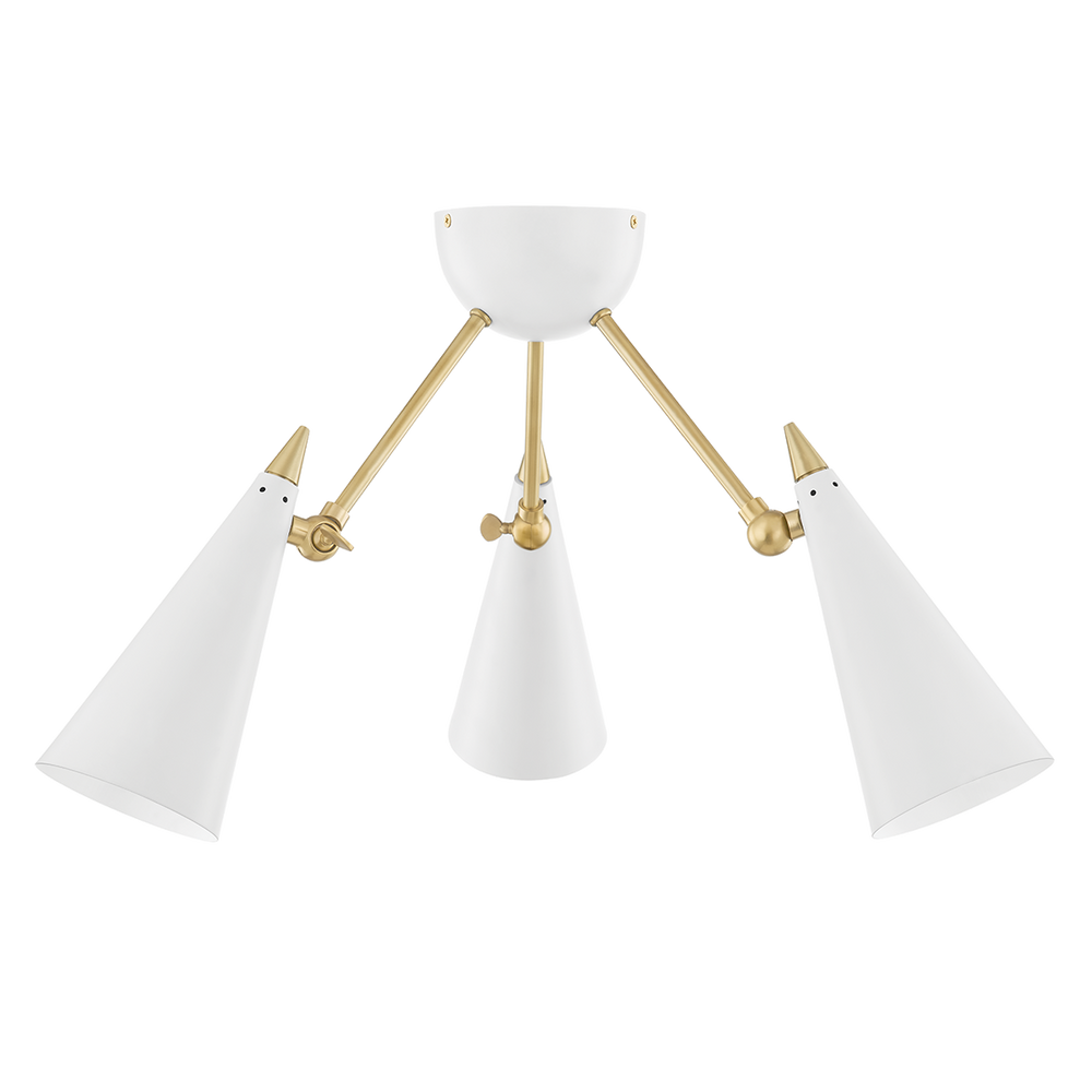 Mitzi Moxie Semi Flush Ceiling Semi Flush Mounts Mitzi Aged Brass/soft Off White  