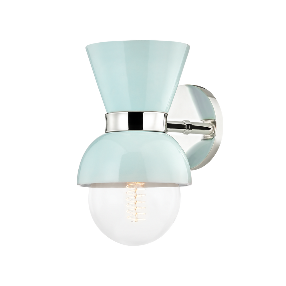 Mitzi Gillian Wall Sconce Wall Sconces Mitzi POLISHED NICKEL/CERAMIC GLOSS ROBINS EGG BLUE  