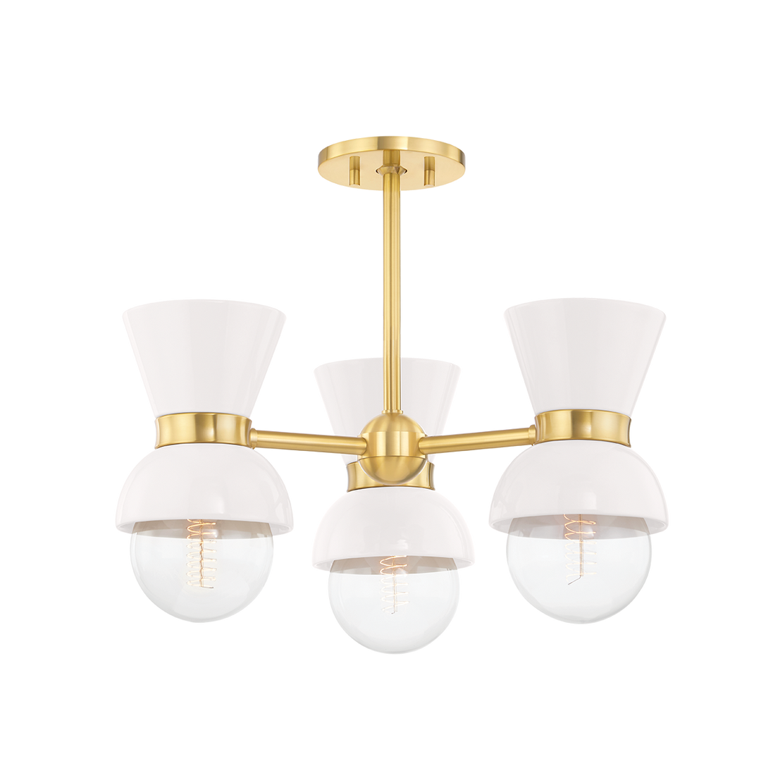 Mitzi Gillian Semi Flush Ceiling Semi Flush Mounts Mitzi AGED BRASS/CERAMIC GLOSS CREAM  