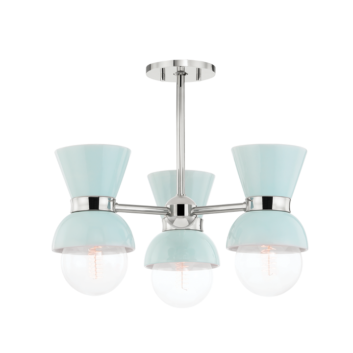 Mitzi Gillian Semi Flush Ceiling Semi Flush Mounts Mitzi POLISHED NICKEL/CERAMIC GLOSS ROBINS EGG BLUE  