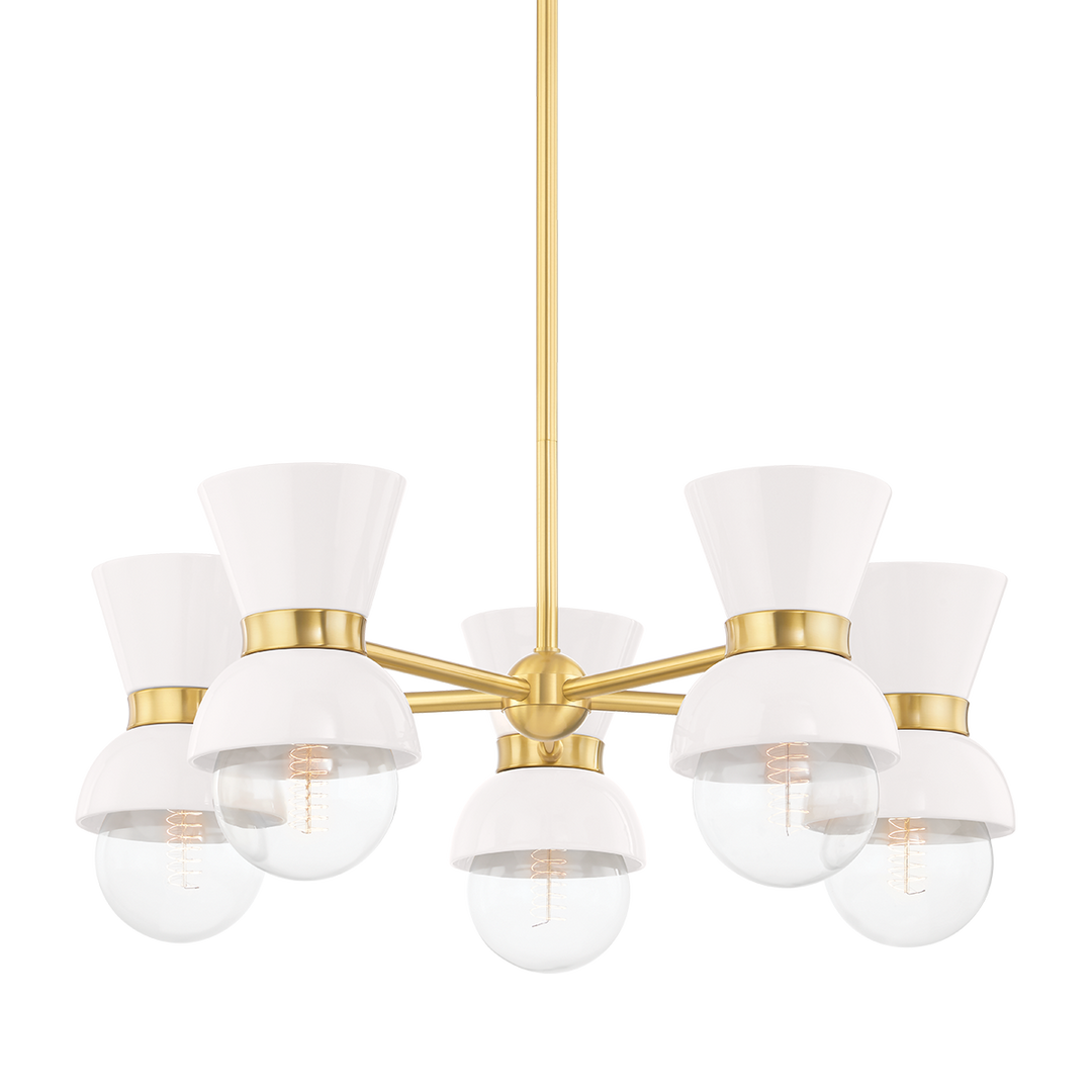 Mitzi Gillian Chandelier Chandeliers Mitzi AGED BRASS/CERAMIC GLOSS CREAM  