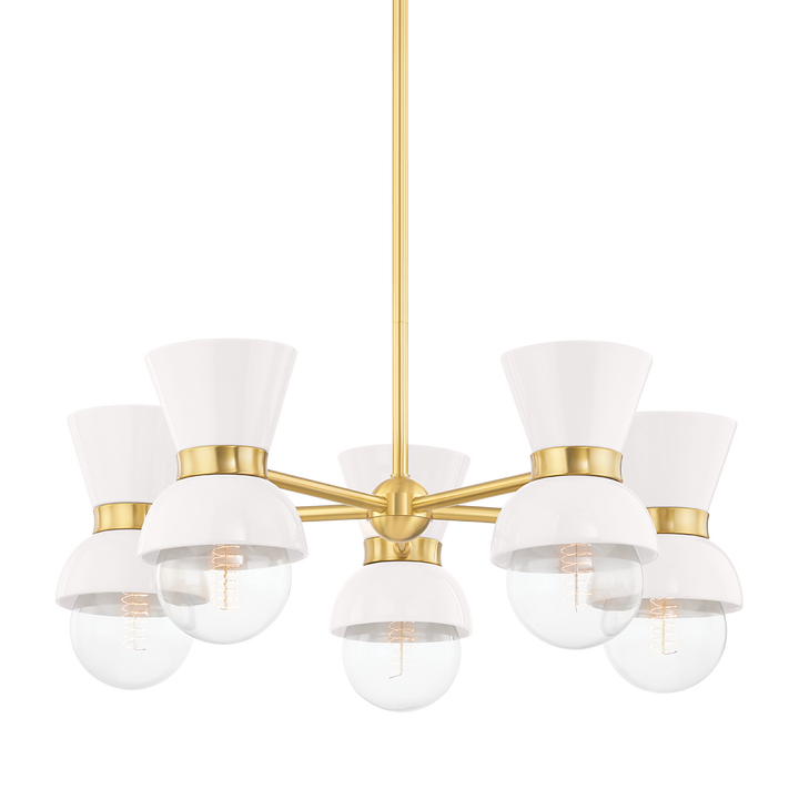 Mitzi Gillian Chandelier Chandeliers Mitzi AGED BRASS/CERAMIC GLOSS CREAM  