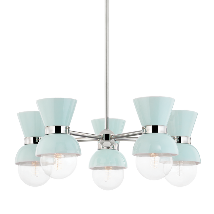 Mitzi Gillian Chandelier Chandeliers Mitzi POLISHED NICKEL/CERAMIC GLOSS ROBINS EGG BLUE  