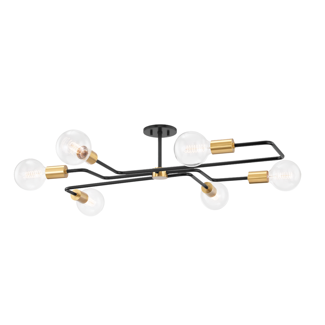 Mitzi Jena Semi Flush Ceiling Semi Flush Mounts Mitzi AGED BRASS/TEXTURED BLACK COMBO  