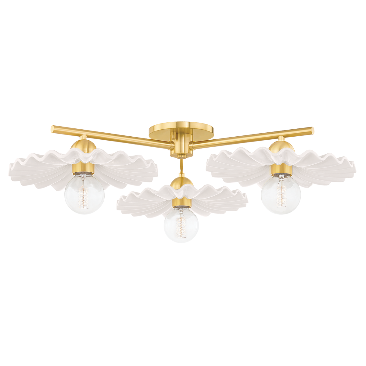 Mitzi Tinsley Semi Flush Semi Flush Mitzi AGED BRASS/CERAMIC GLOSS CREAM  