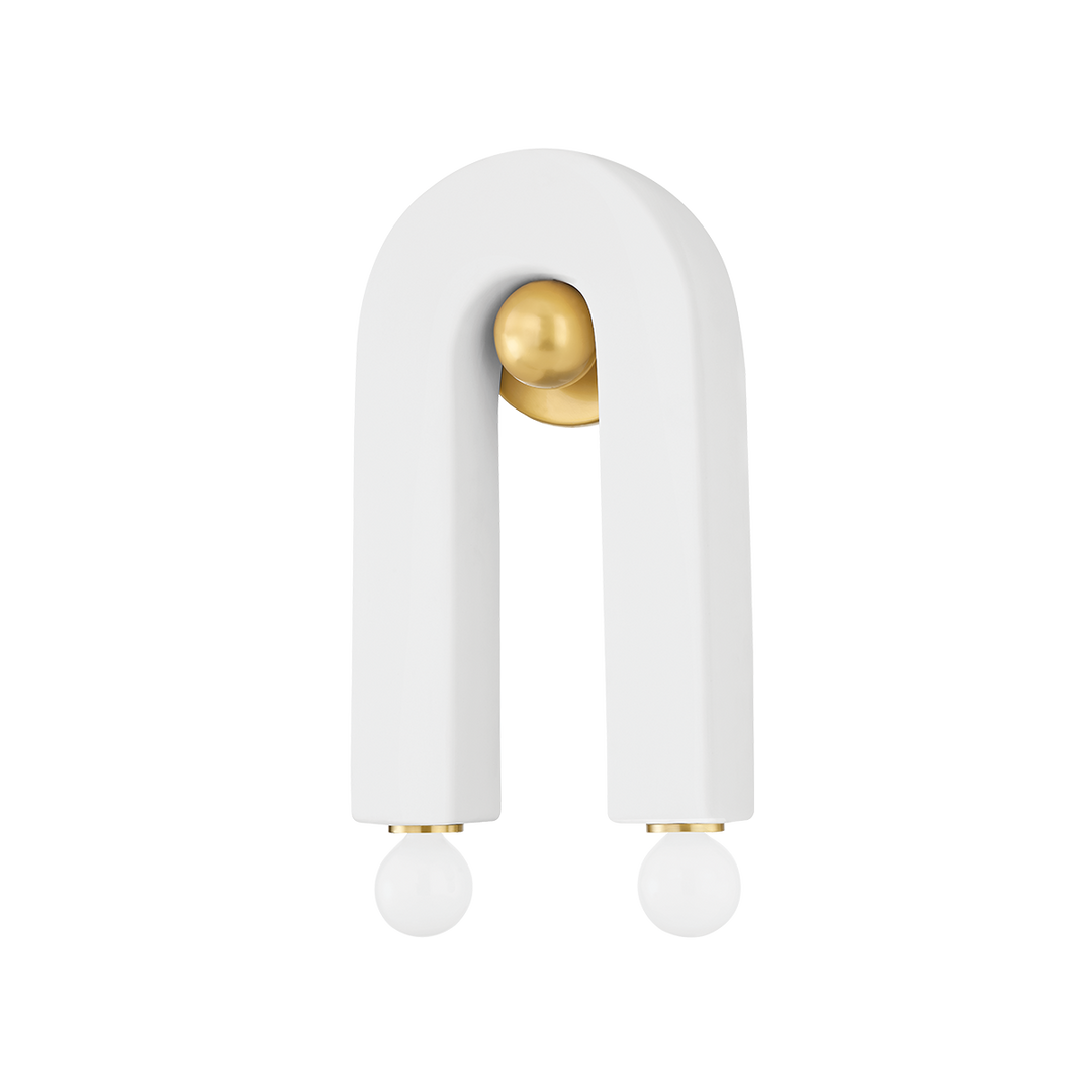 Mitzi Roshani Wall Sconce Wall Sconces Mitzi AGED BRASS/CERAMIC RAW MATTE WHITE  