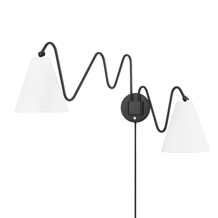 Mitzi Onda Plug-in Sconce Wall Sconces Mitzi Soft Black 63x10.5x20.5 