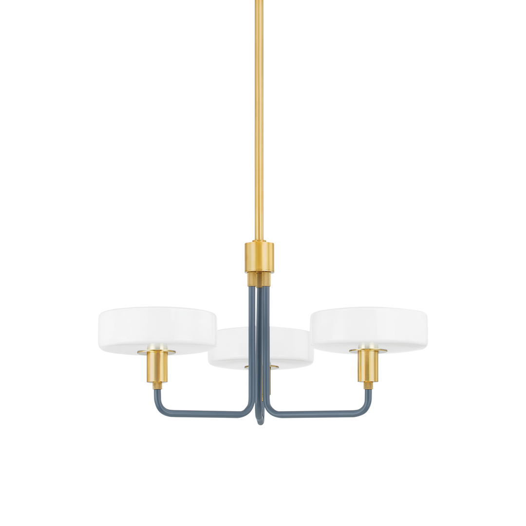 Mitzi Aston Chandelier Chandeliers Mitzi Aged Brass/Slate Blue 20x24.25x12.25 