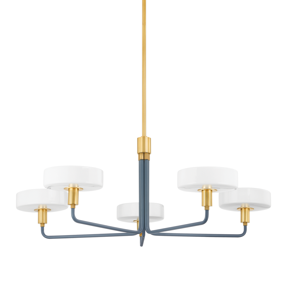 Mitzi Aston Chandelier Chandeliers Mitzi Aged Brass/Slate Blue 12x39x14.75 