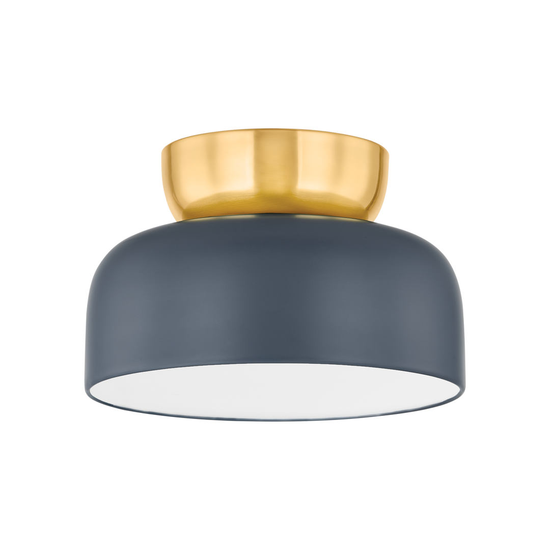 Mitzi Batya FLUSH MOUNT Ceiling Flush Mounts Mitzi Aged Brass/Slate Blue 5.75x13x8.75 