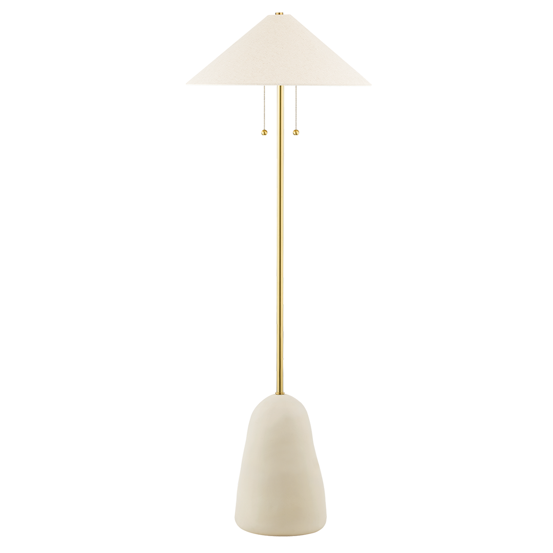 Mitzi Maia Floor Lamp Floor Lamps Mitzi AGED BRASS/CERAMIC TEXTURED BEIGE  