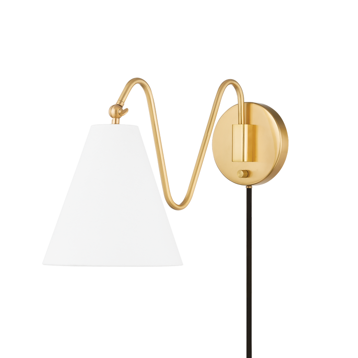 Mitzi Onda Plug-in Sconce Wall Sconces Mitzi Aged Brass 22.5x9x13 