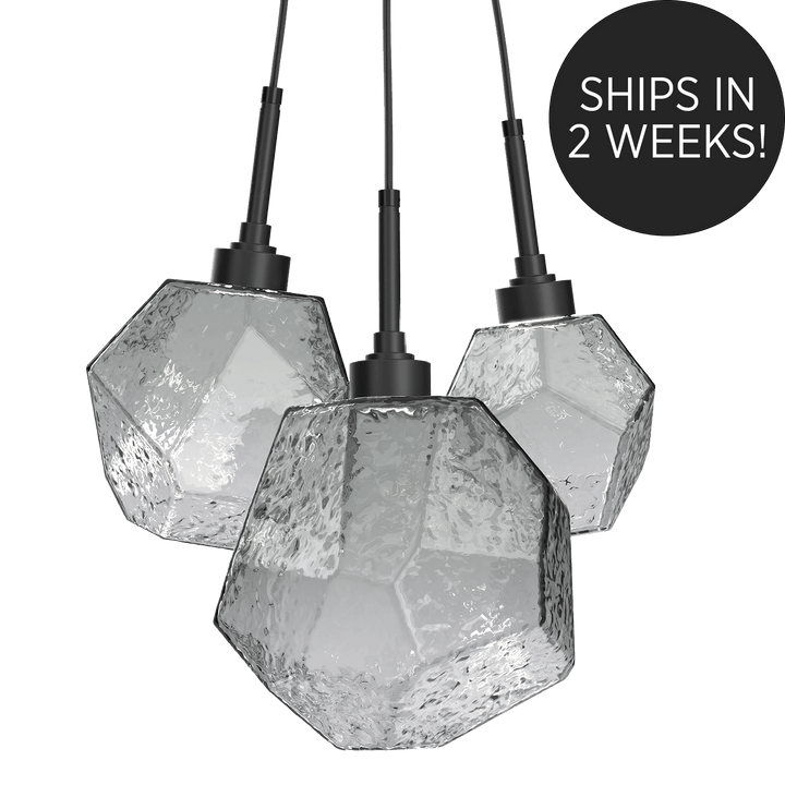 Hammerton Studio 5 Gem Cluster Pendant - QUICK SHIP Pendants Hammerton Studio Matte Black Smoke Blown Glass LED – 3000K