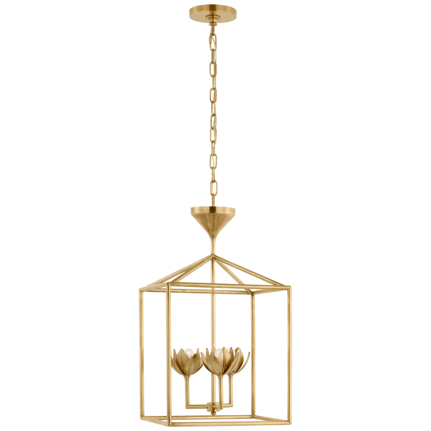 Visual Comfort & Co. Alberto Small Open Cage Lantern Ceiling Lights Visual Comfort & Co. Antique Bronze Leaf  