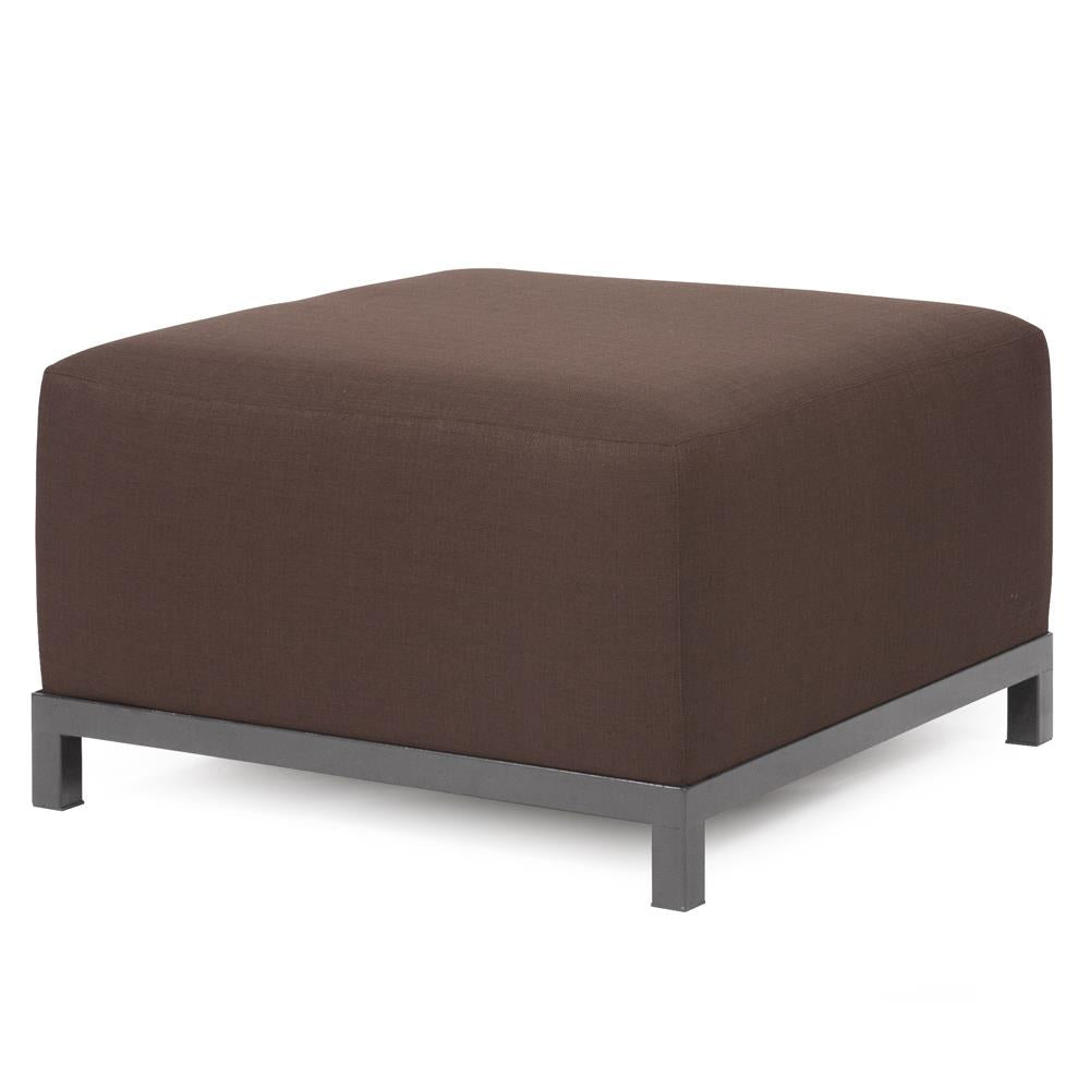 Howard Elliott Collection Axis Ottoman Sterling Chocolate Titanium Frame Ottomans Howard Elliott Collection   