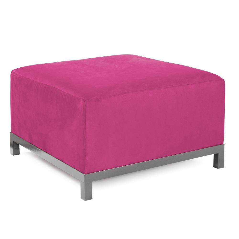 Howard Elliott Collection Axis Ottoman Regency Fuchsia Titanium Frame Ottomans Howard Elliott Collection   