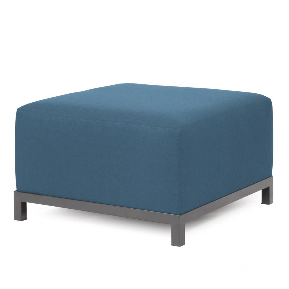 Howard Elliott Collection Axis Ottoman Seascape Turquoise Titanium Frame Ottomans Howard Elliott Collection   