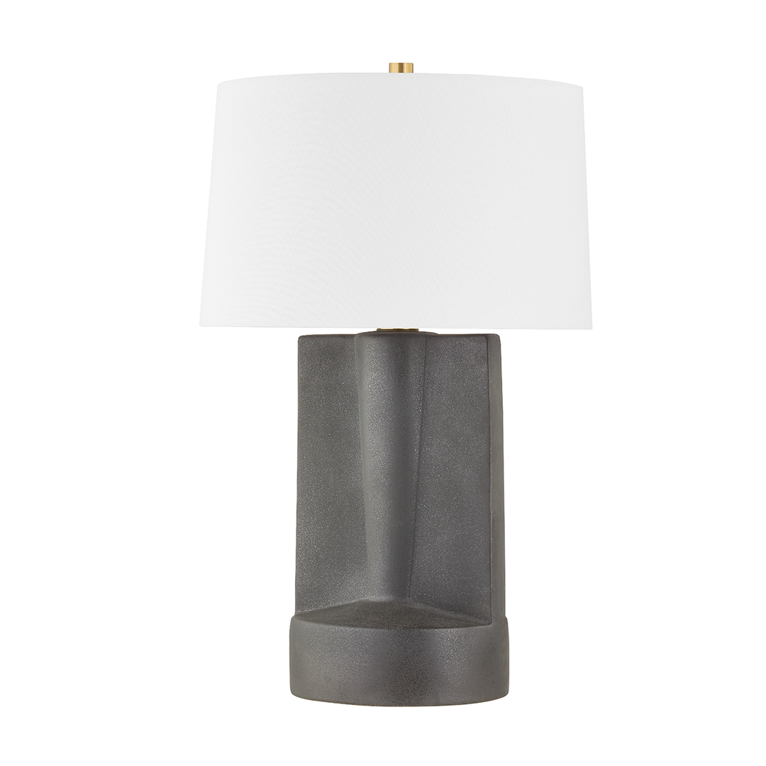 Hudson Valley Lighting Wilson Table Lamp Table Lamps Hudson Valley Lighting AGED BRASS/CERAMIC TEXTURE DARK GREY  