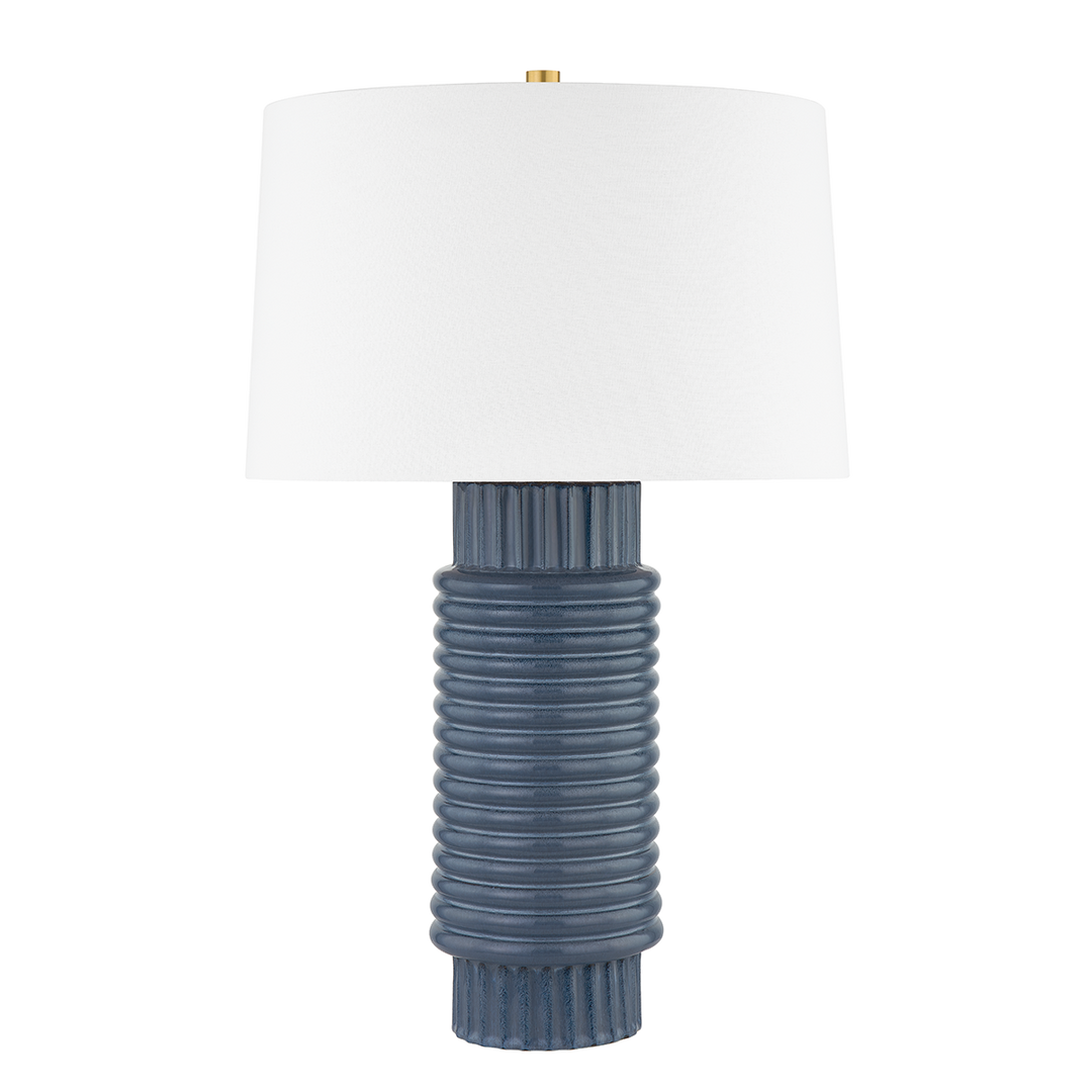 Hudson Valley Lighting BRODERICK Table Lamp Table Lamps Hudson Valley Lighting AGED BRASS/GREY BLUE REACTIVE CERAMIC  