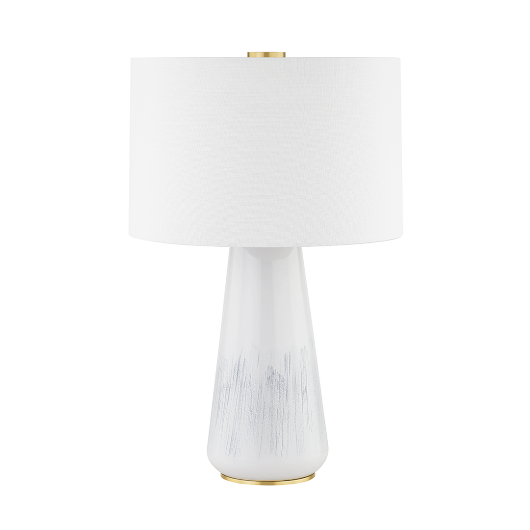 Hudson Valley Lighting SAUGERTIES Table Lamp Table Lamps Hudson Valley Lighting AGED BRASS/GLOSS WHITE ASH CERAMIC  