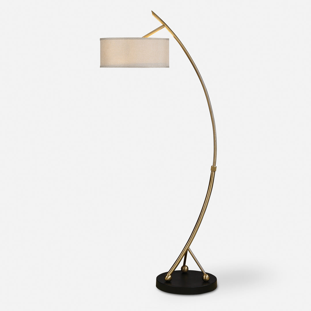 Uttermost Vardar Curved Brass Floor Lamp