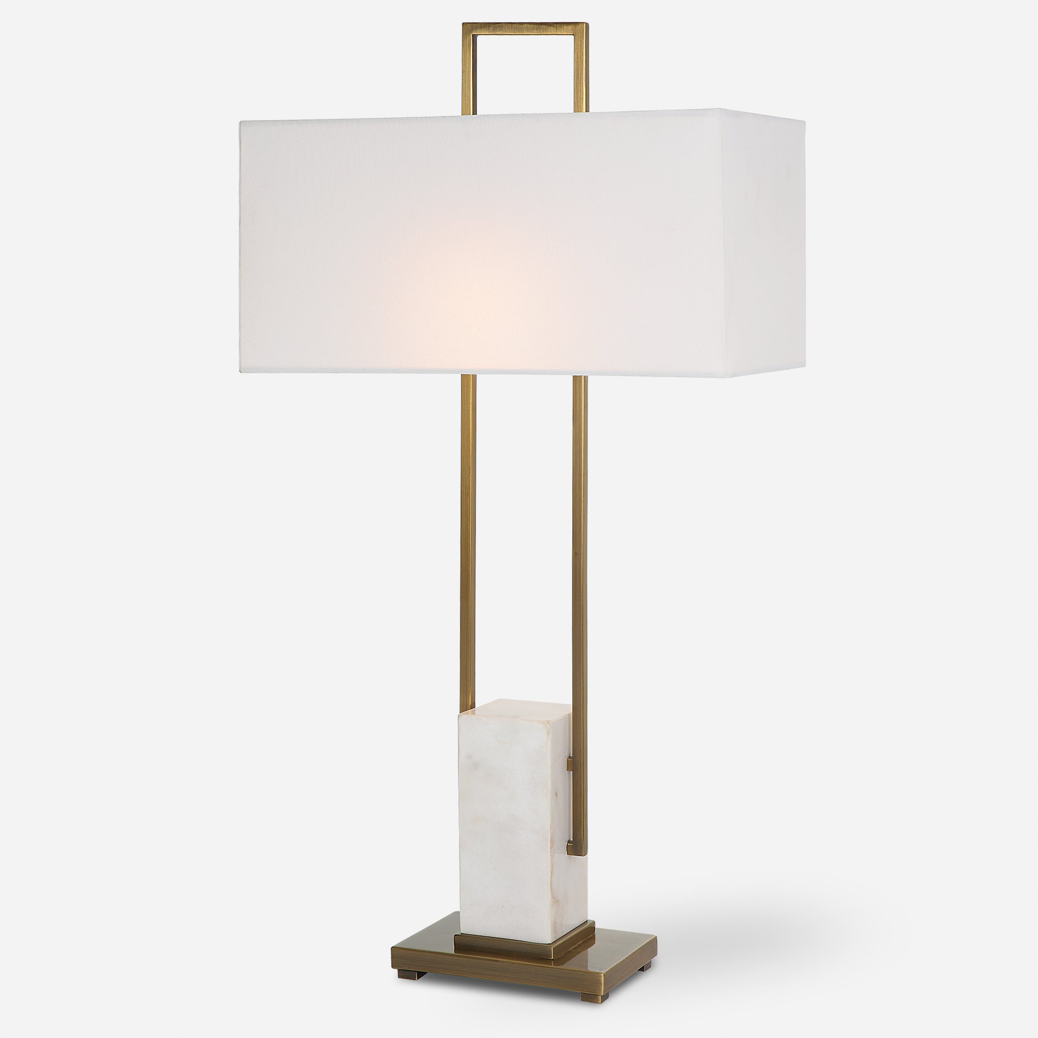 Uttermost Column White Marble Table Lamp