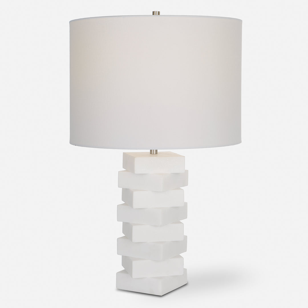 Uttermost Ascent White Geometric Table Lamp Table Lamps Uttermost   