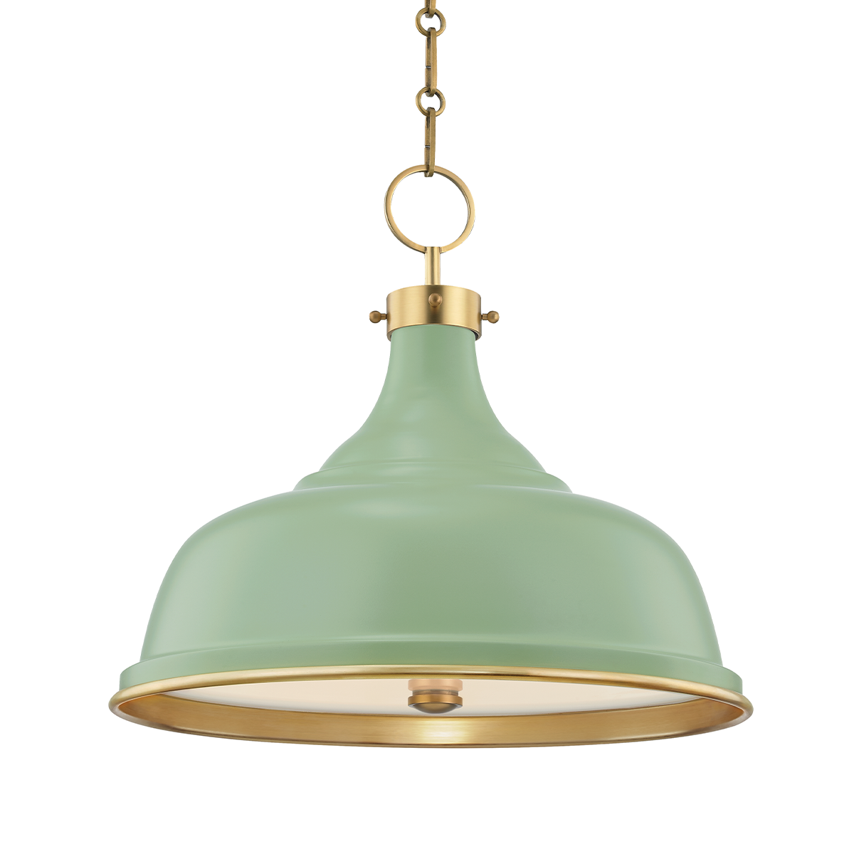 Hudson Valley Lighting Painted No. 1 Pendant Pendant Hudson Valley Lighting Aged Brass/leaf Green Combo  