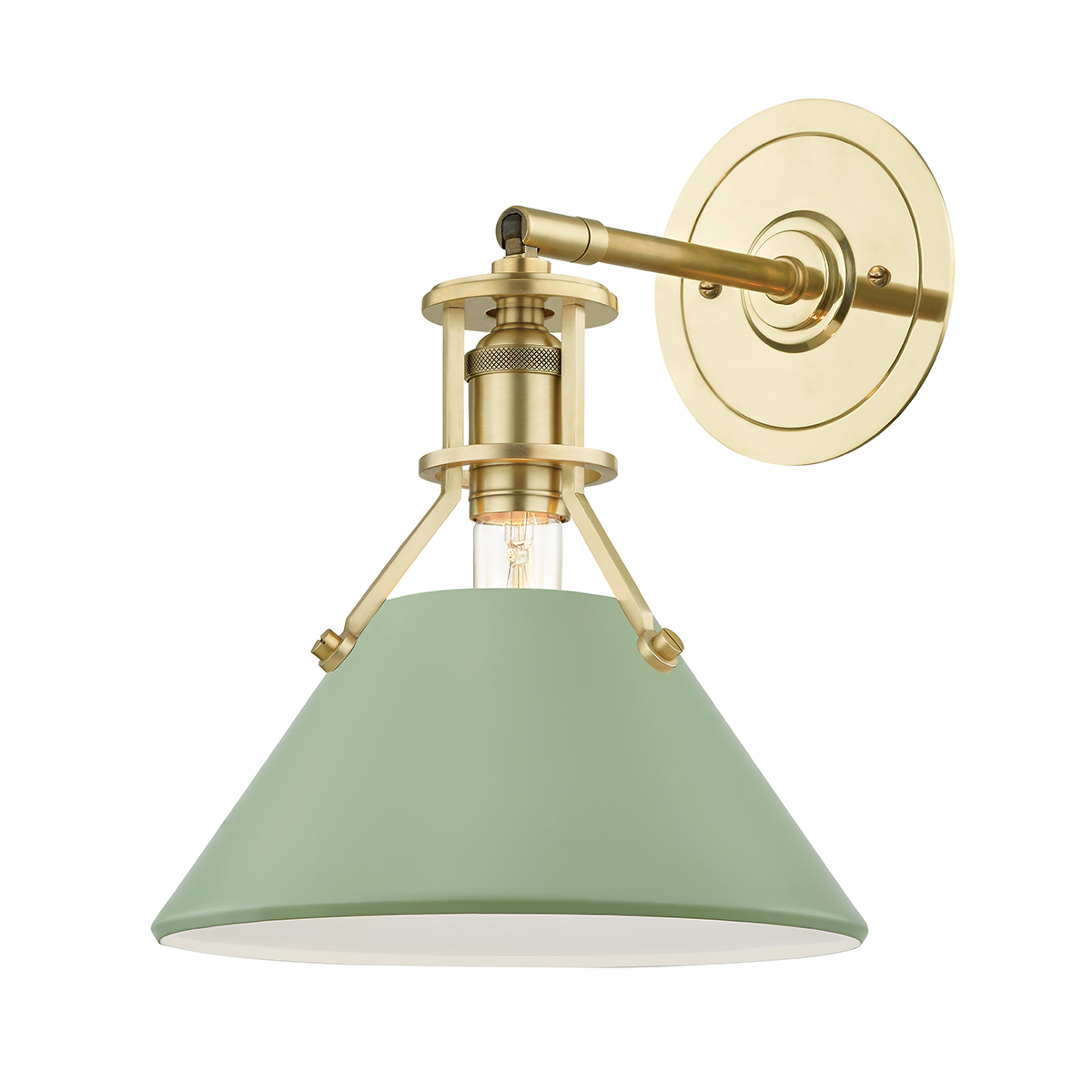 Hudson Valley Lighting Painted No.2 Wall Sconce Sconce Hudson Valley Lighting Aged Brass/leaf Green Combo  