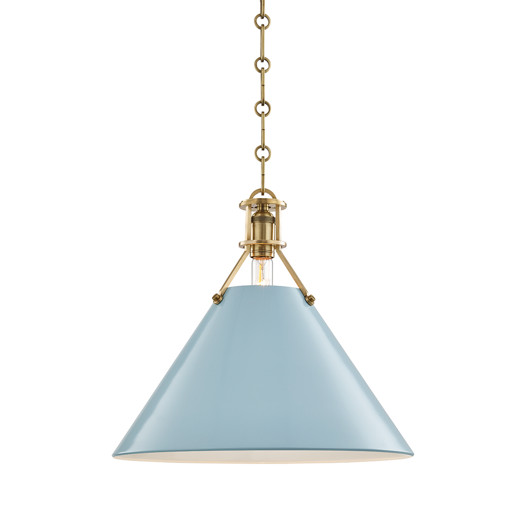 Hudson Valley Lighting Painted No.2 Pendant Pendants Hudson Valley Lighting Aged Brass/blue Bird  